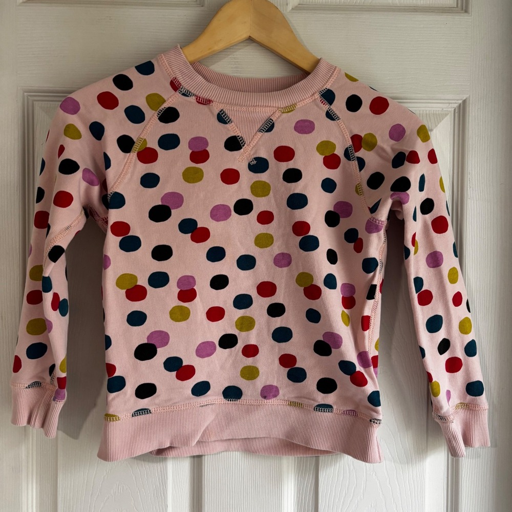 Hanna Andersson‎ Pink Polka Dot Sweatshirt Kids Size 6-7 120cm Long Sleeve